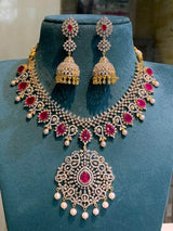 American Diamond Stones Bridal Necklace - Nakshatra Jewels