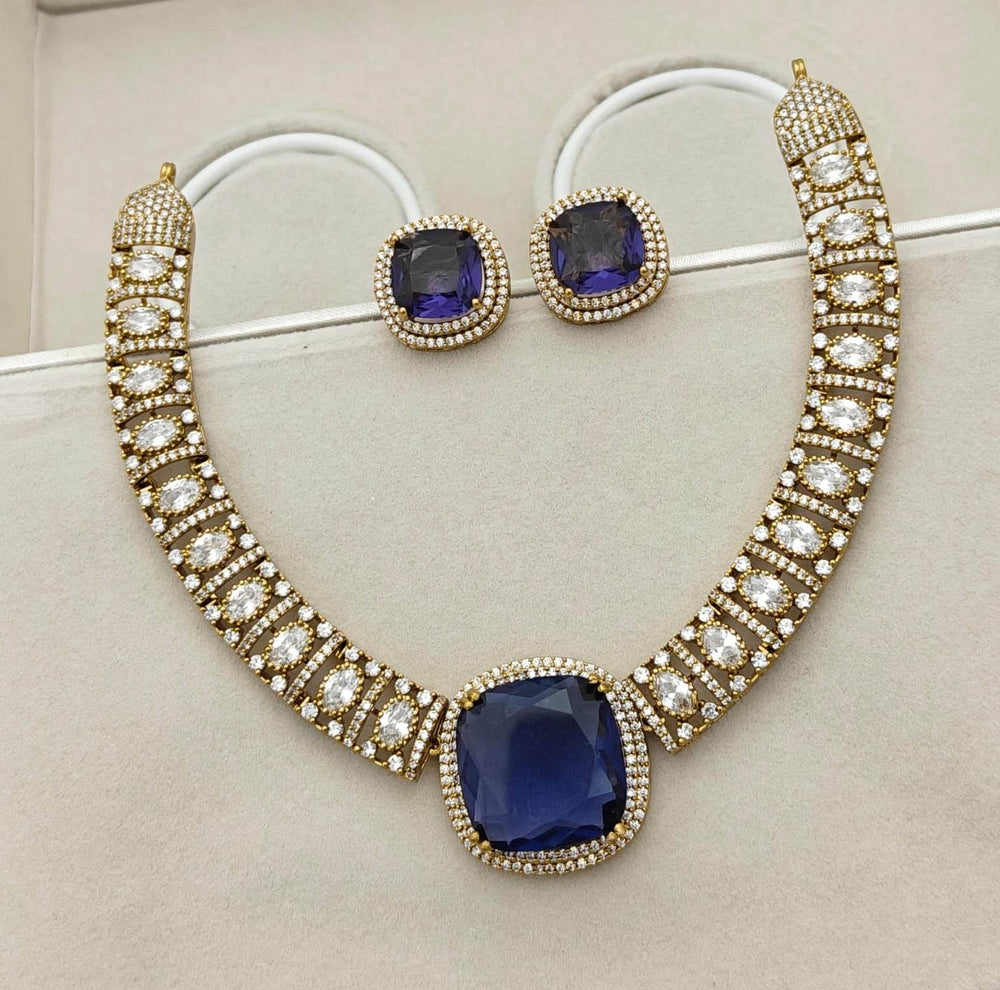 Victorian Polish with AD Stones Necklace - Nakshatra Jewels