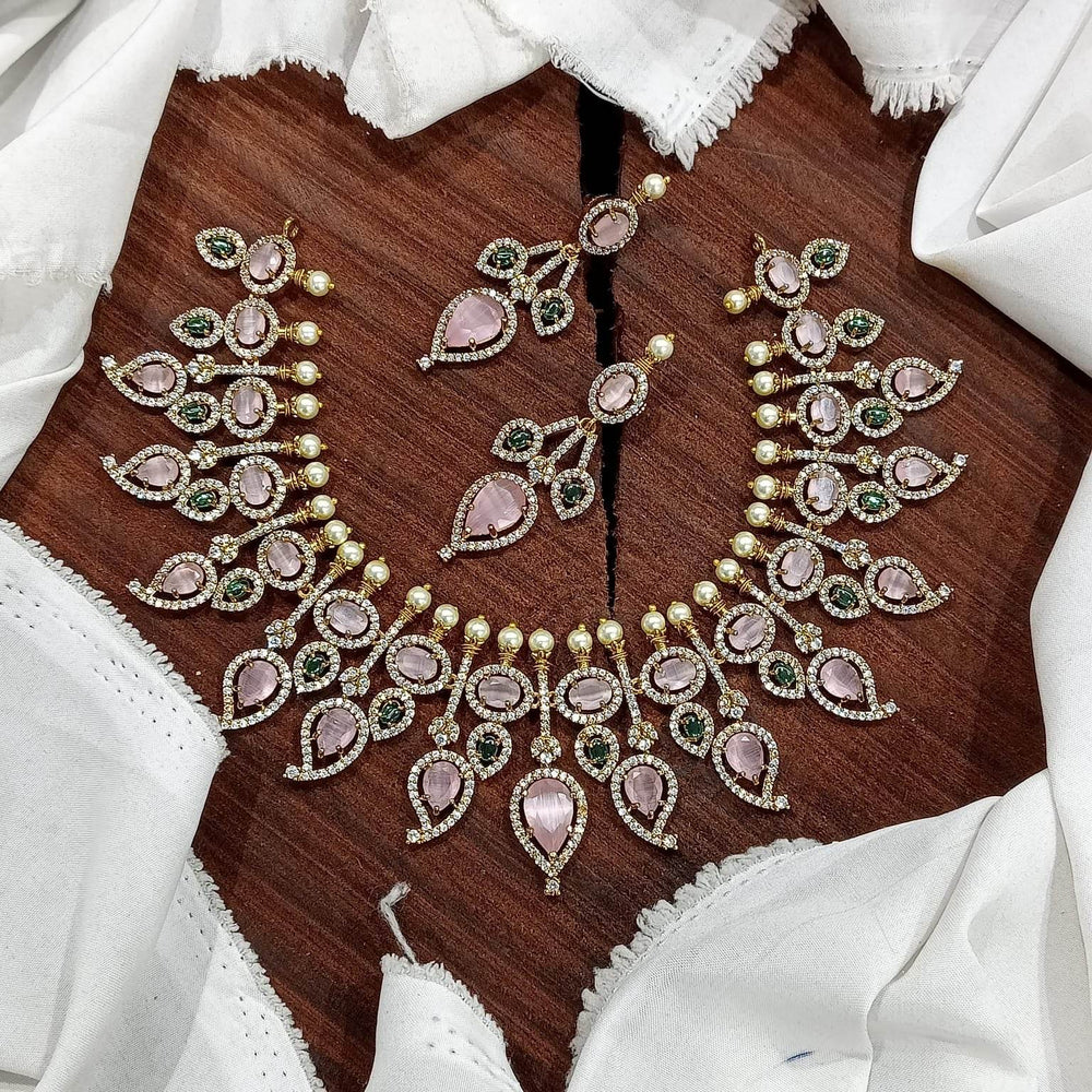 Victorian Polish with AD Stones Necklace - Nakshatra Jewels