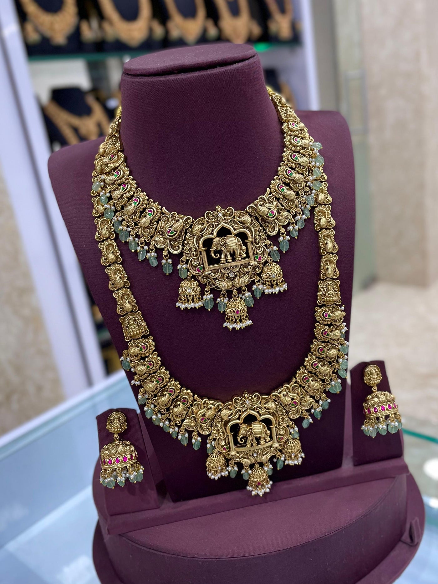 Nakshi Work with Kundan Stones Bridal Combo Set