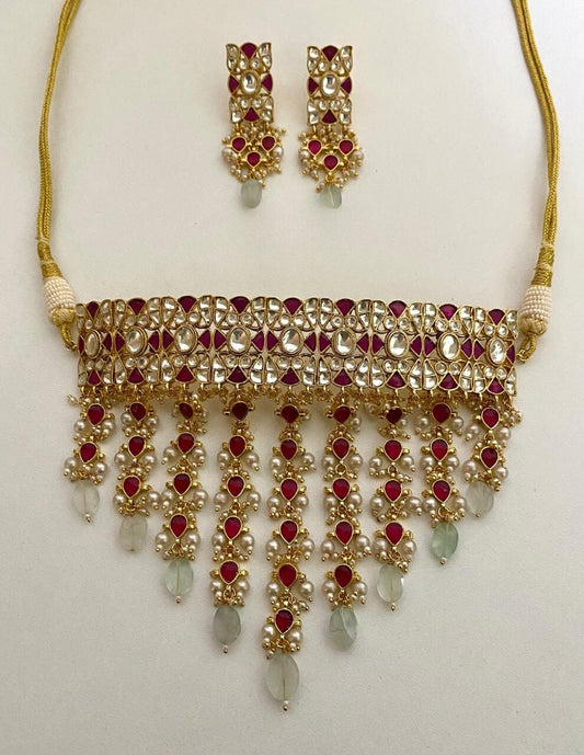 Pachi Kundan Stones Bridal Choker