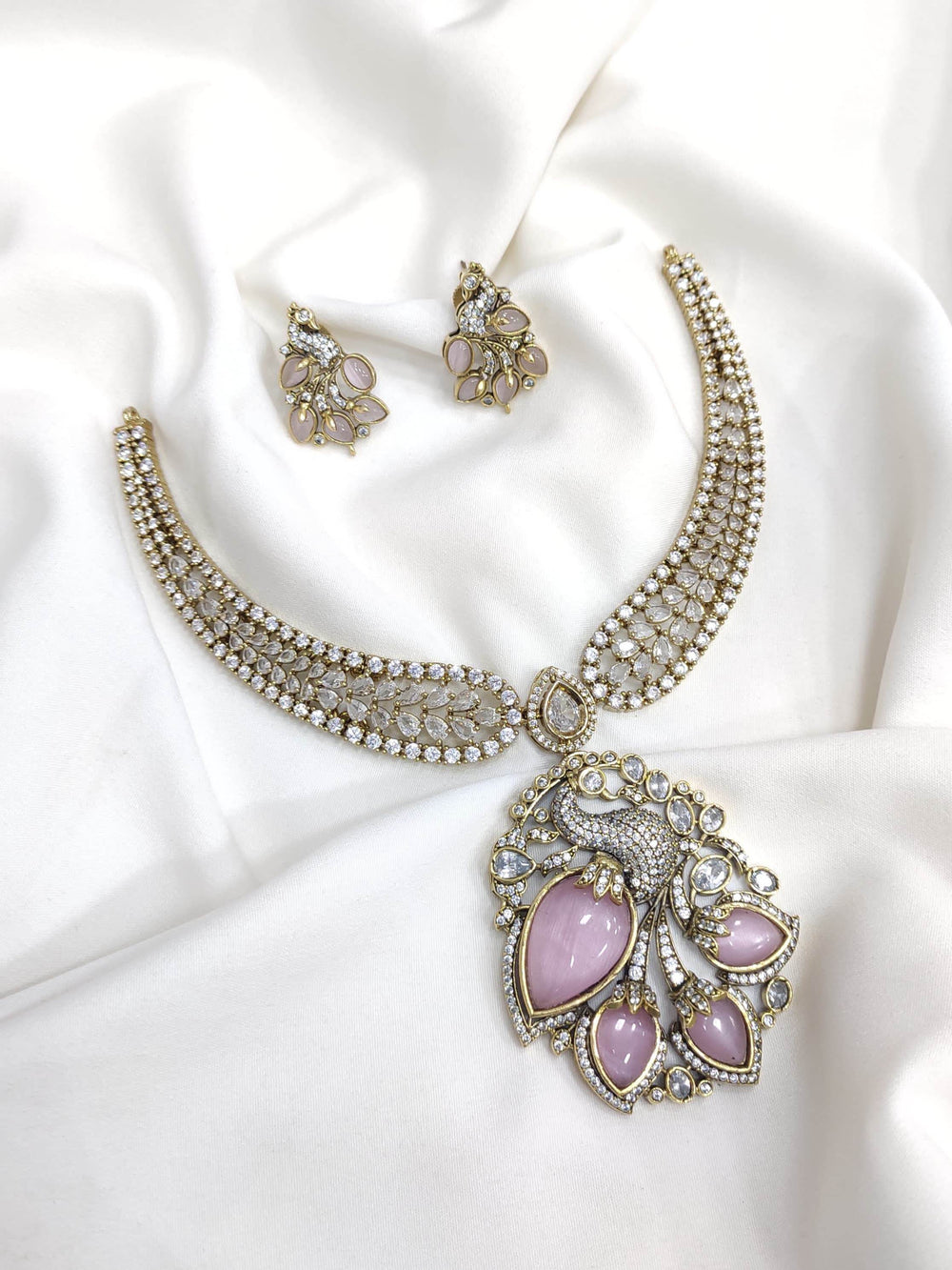 Victorian Polish with AD Stones Necklace - Nakshatra Jewels