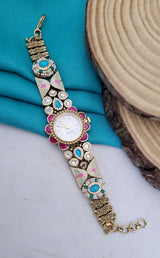 Premium Imitation Jewelry with Kundan Stone Antique Watch