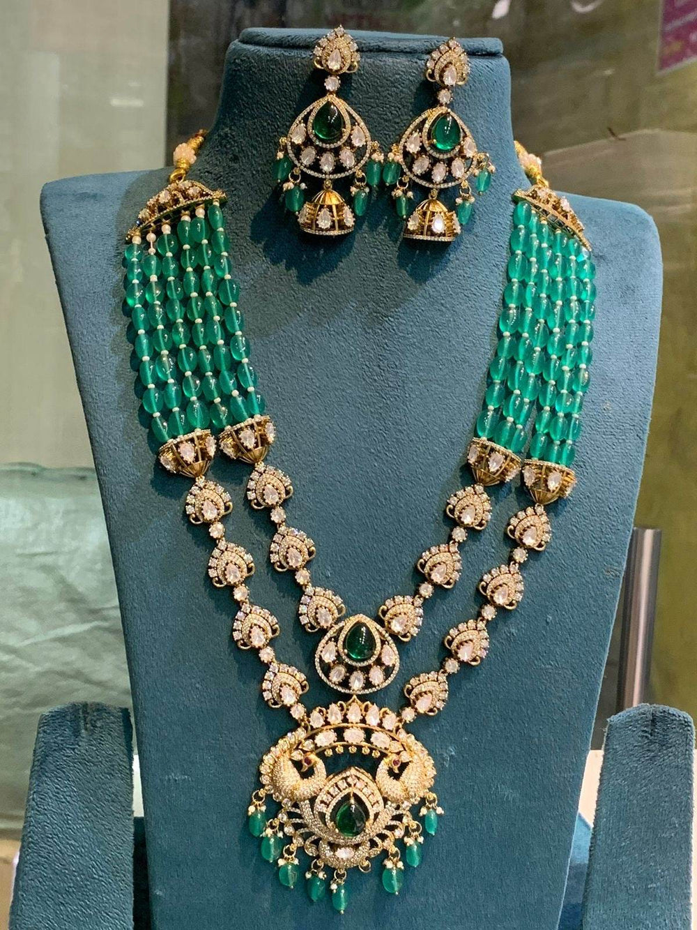 Moissanite & AD Stones Bridal Beads Haram - Nakshatra Jewels