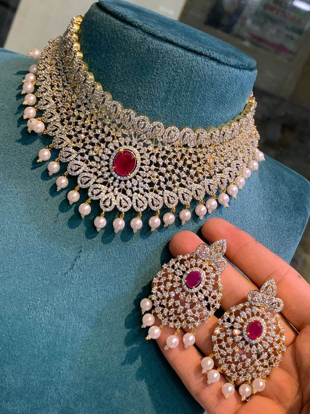 American Diamond Stones Bridal Choker