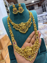 Nakshi Work with Kempu Stones Bridal Combo Set