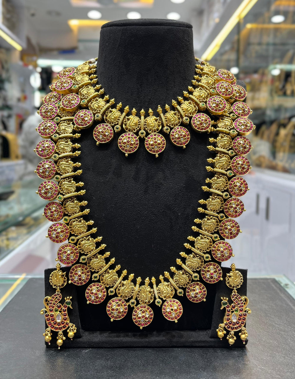 Nakshi Work with Kempu Stones Combo Set