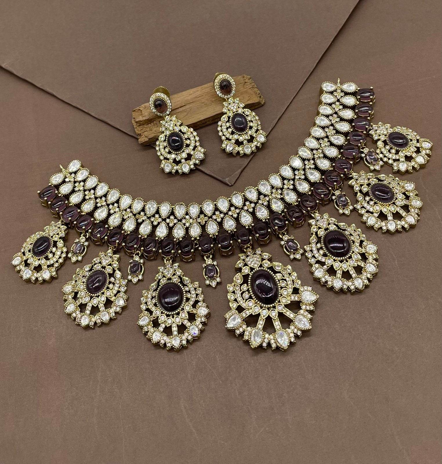 Mossanite with AD Stones Bridal Choker - Nakshatra Jewels
