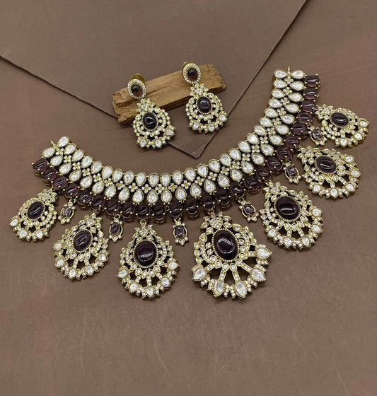 Mossanite with AD Stones Bridal Choker - Nakshatra Jewels