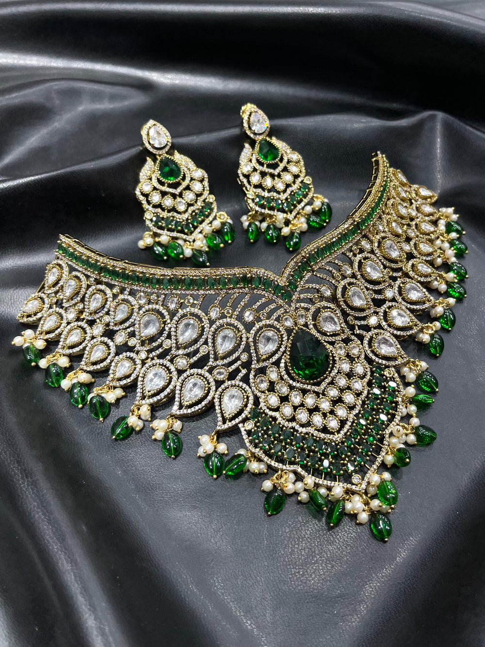 Victorian Polish with AD & Mossianite Stones Bridal Choker