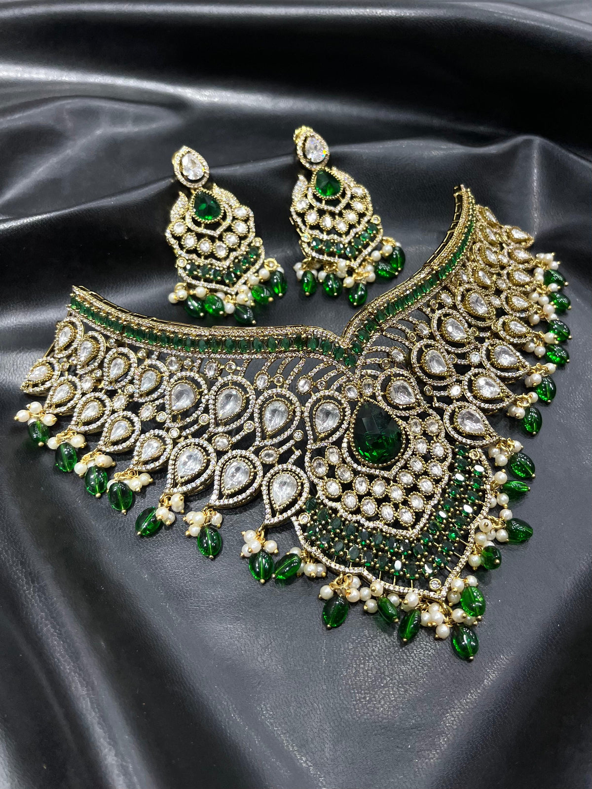 Victorian Polish with AD & Mossianite Stones Bridal Choker