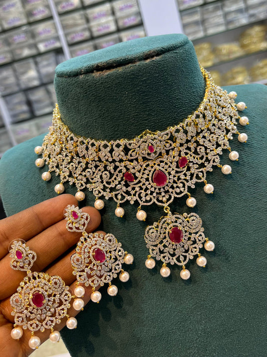 American Diamond Stones Bridal Choker