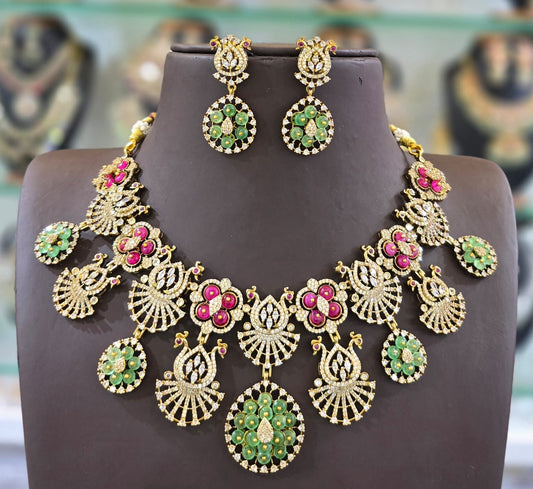 Victorian Polish AD Stones Bridal Necklace
