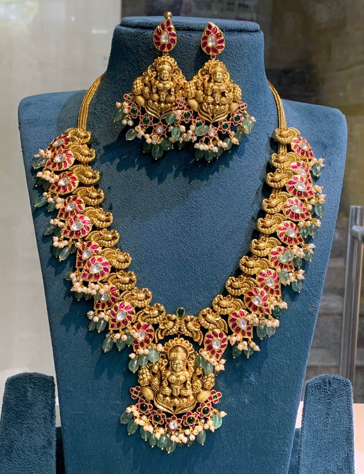 Nakshi Work with Jadau Kundan Stones Necklace