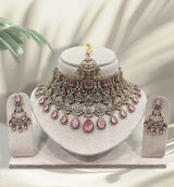 Victorian Polish with AD & Mossianite Stones Bridal Choker