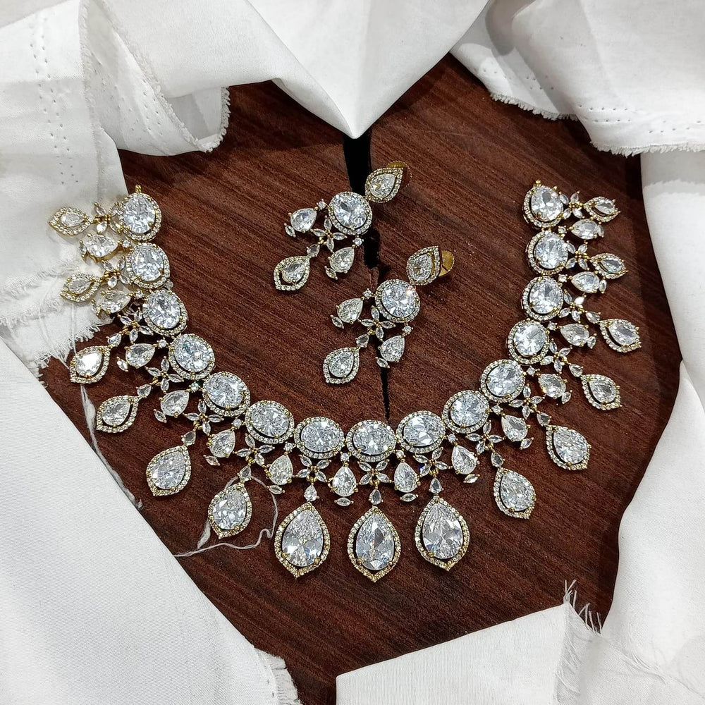 Victorian Polish with AD Stones Necklace - Nakshatra Jewels