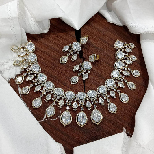 Victorian Polish with AD Stones Necklace - Nakshatra Jewels