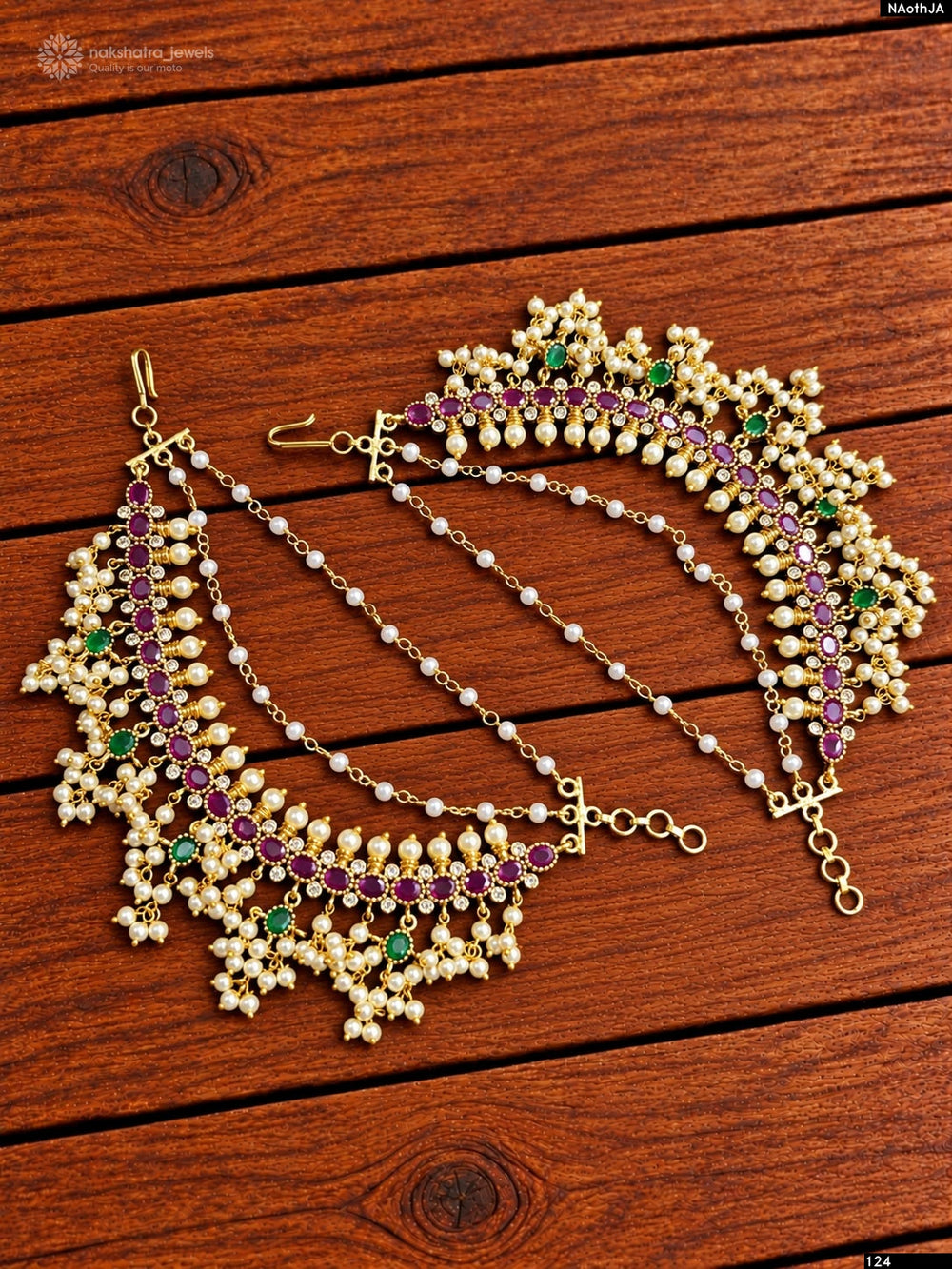 AD Stone with Pearl hangging Ear Chains