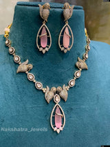 Victorian Polish AD & Moissanite Stones Necklace - Nakshatra Jewels