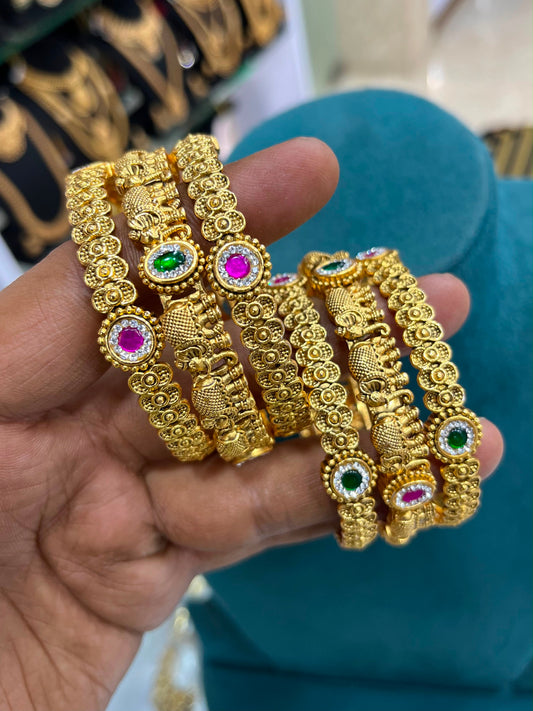 Premium Matt Kempu and AD Stone Bangles