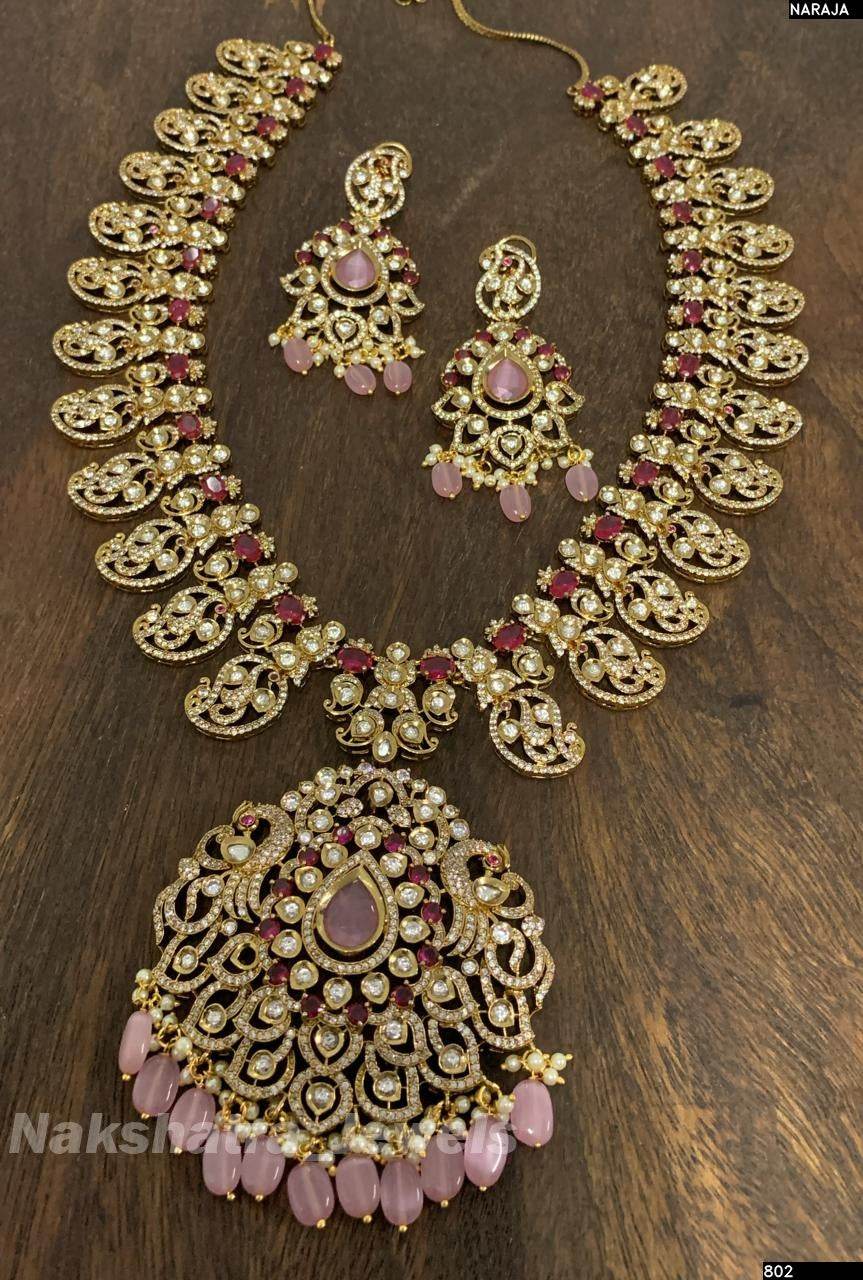 Victorian Polish AD & Moissanite Stones Bridal Haram
