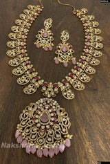 Victorian Polish AD & Moissanite Stones Bridal Haram - Nakshatra Jewels