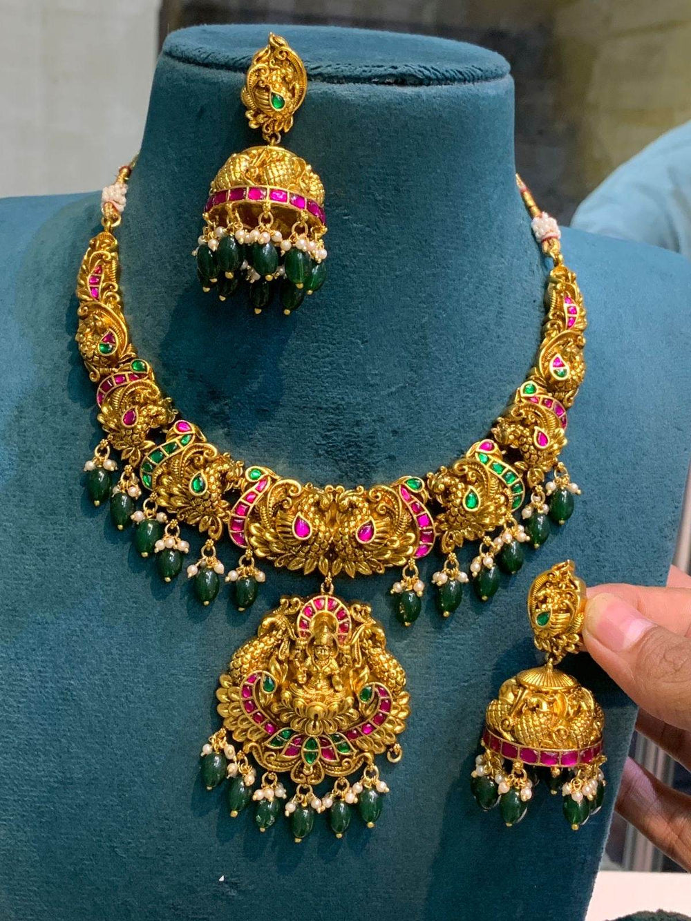 Nakshi work with Jadau Kundan Stones Necklace - Nakshatra Jewels