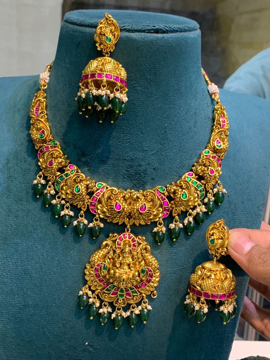 Nakshi work with Jadau Kundan Stones Necklace