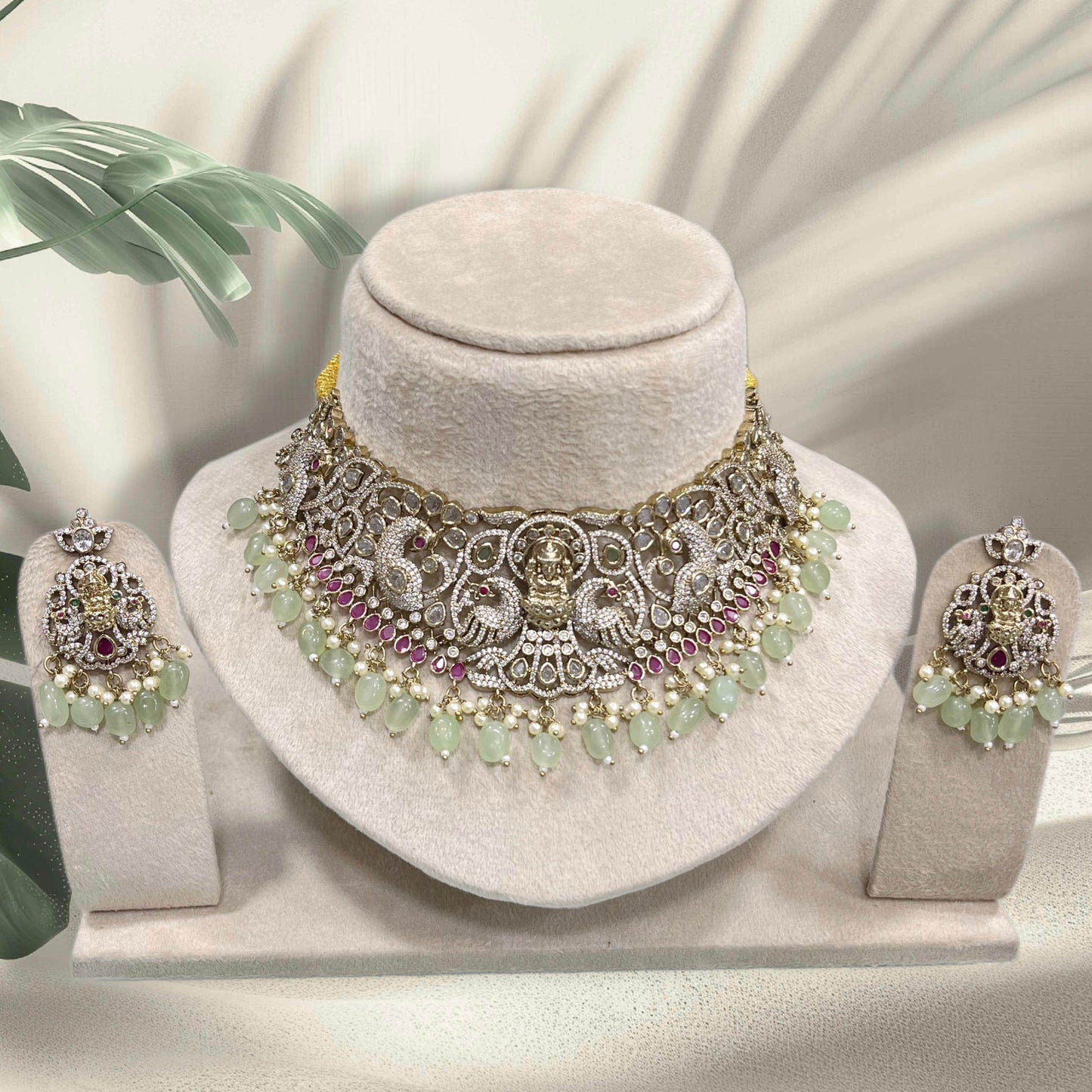 Victorian Polish with AD Stones Bridal Choker - Nakshatra Jewels