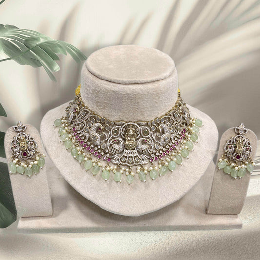 Victorian Polish with AD Stones Bridal Choker - Nakshatra Jewels