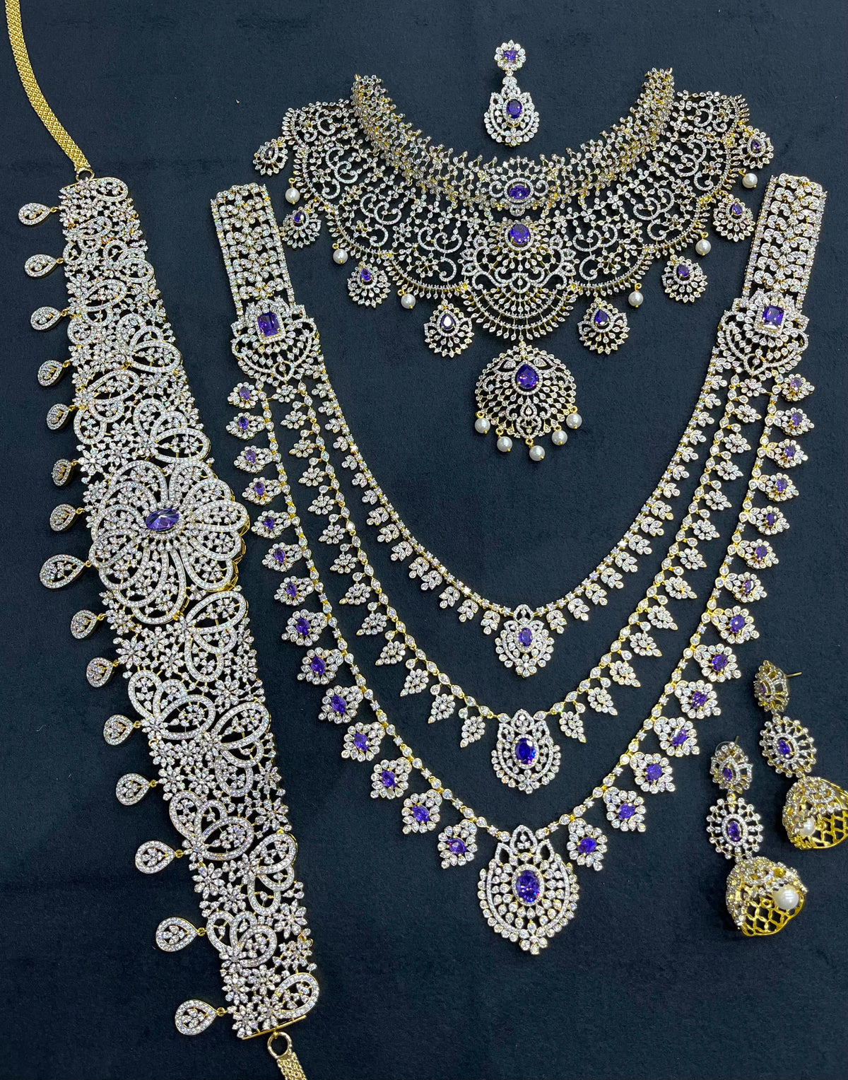 American Diamond Stones Bridal Combo Set