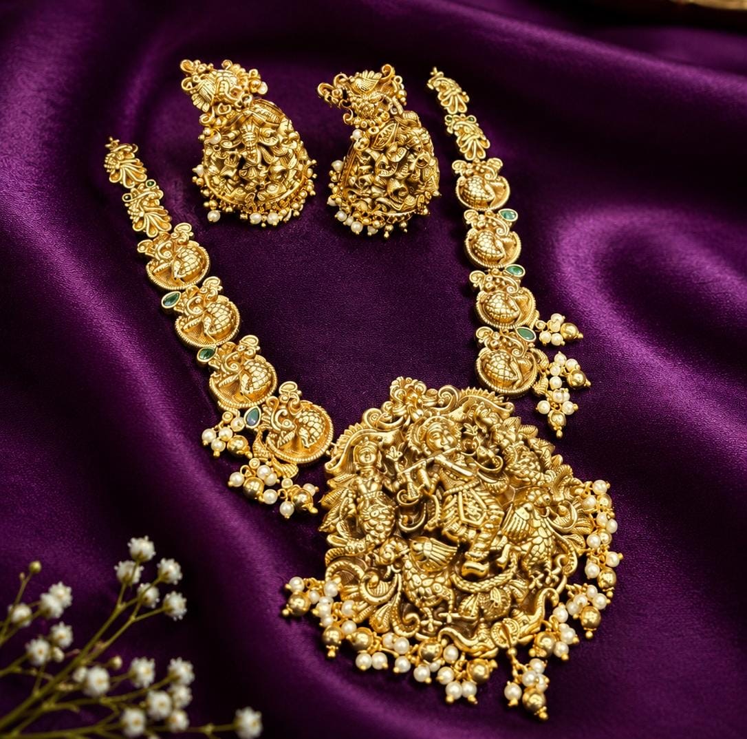Nakshi Work with AD Stones Bridal Necklace
