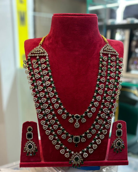 Victorian Polish AD Stones Bridal Layer Haram