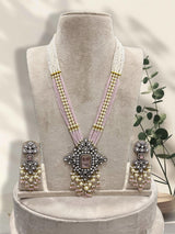 Victorian Polish with Mossianite Stones Pendent with Beads Mala