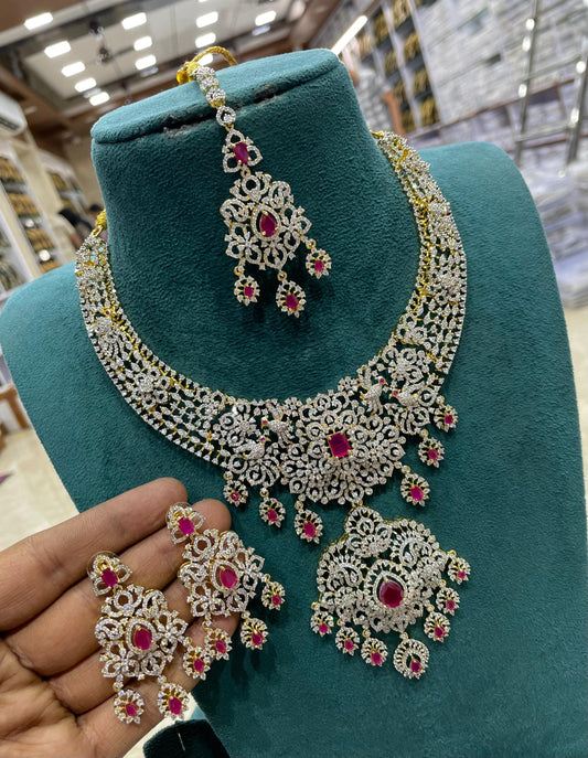 American Diamond Stones Bridal Necklace
