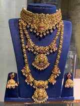 Nakshi Work with Kundan Stones Bridal Set (3D Gold Replica) - Nakshatra Jewels
