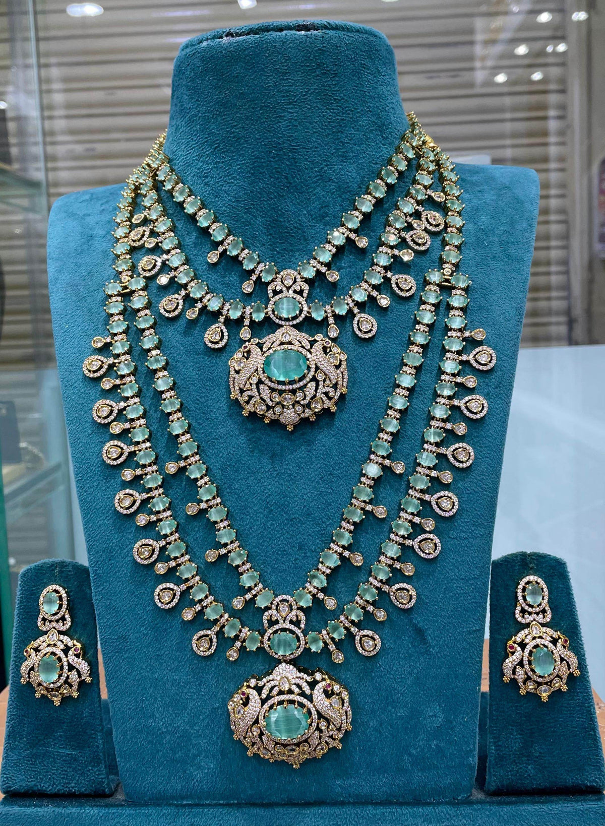Victorian Polish with AD Stones Bridal Combo Set