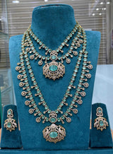 Victorian Polish with AD Stones Bridal Combo Set - Nakshatra Jewels