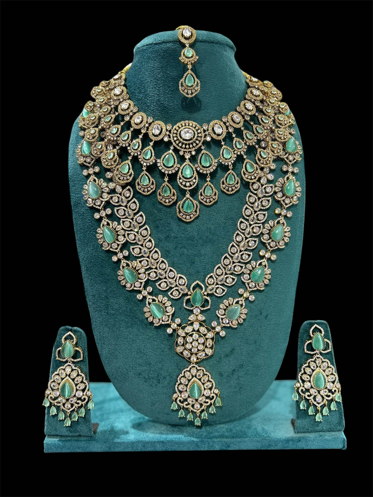 Victorian Polish with Moissanite Stones Bridal Combo set