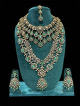 Victorian Polish with Moissanite Stones Bridal Combo set - Nakshatra Jewels