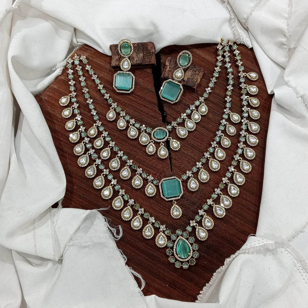 Victorian Polish with AD Stones Bridal Layer Haram - Nakshatra Jewels