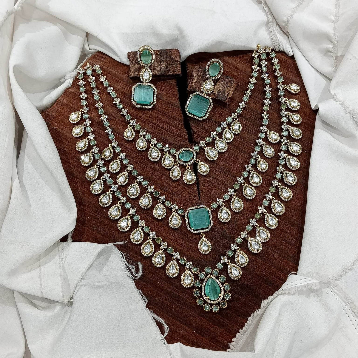 Victorian Polish with AD Stones Bridal Layer Haram