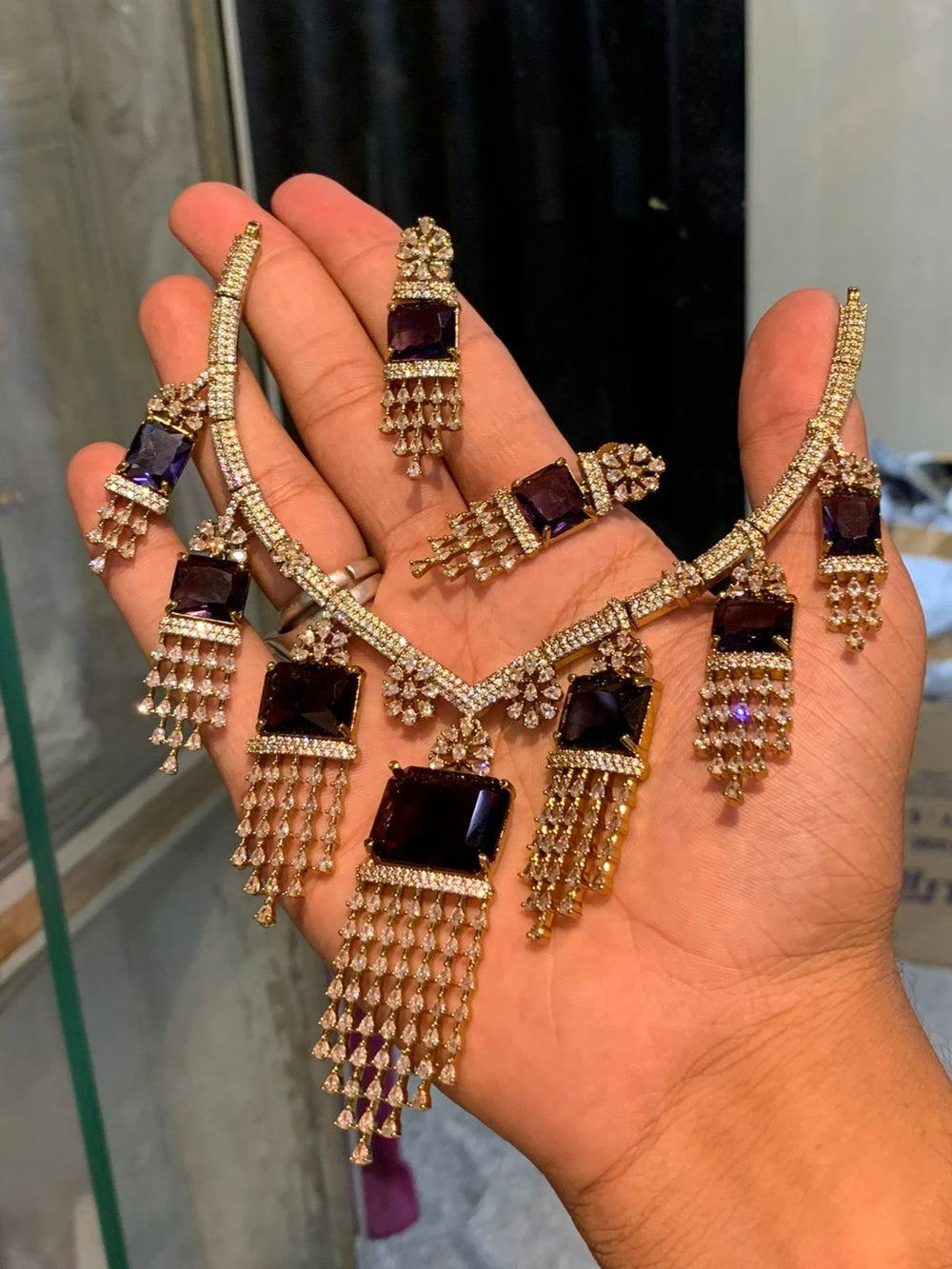 Victorian Polish with AD Stones Bridal Necklace