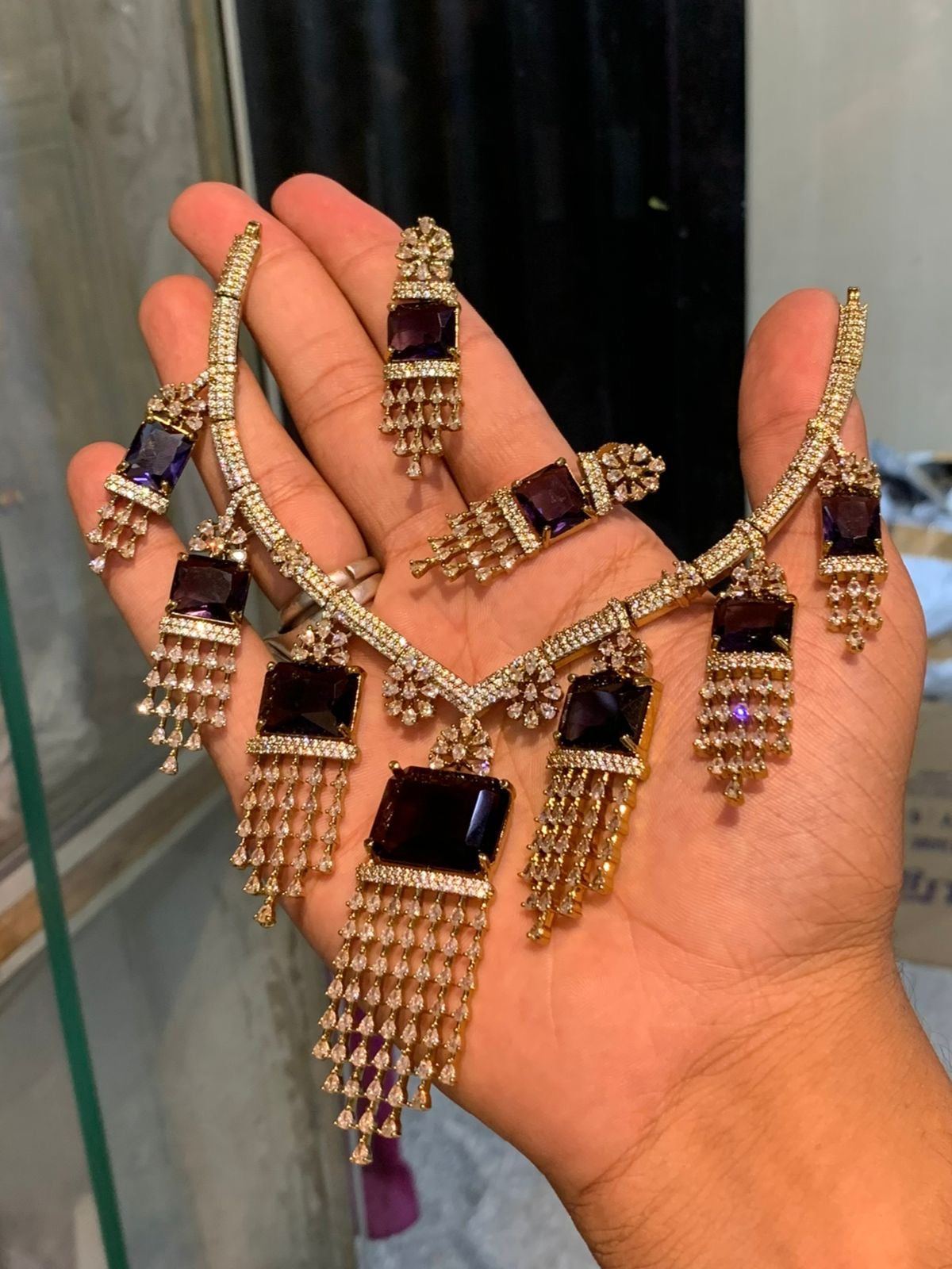 Victorian Polish with AD Stones Bridal Necklace