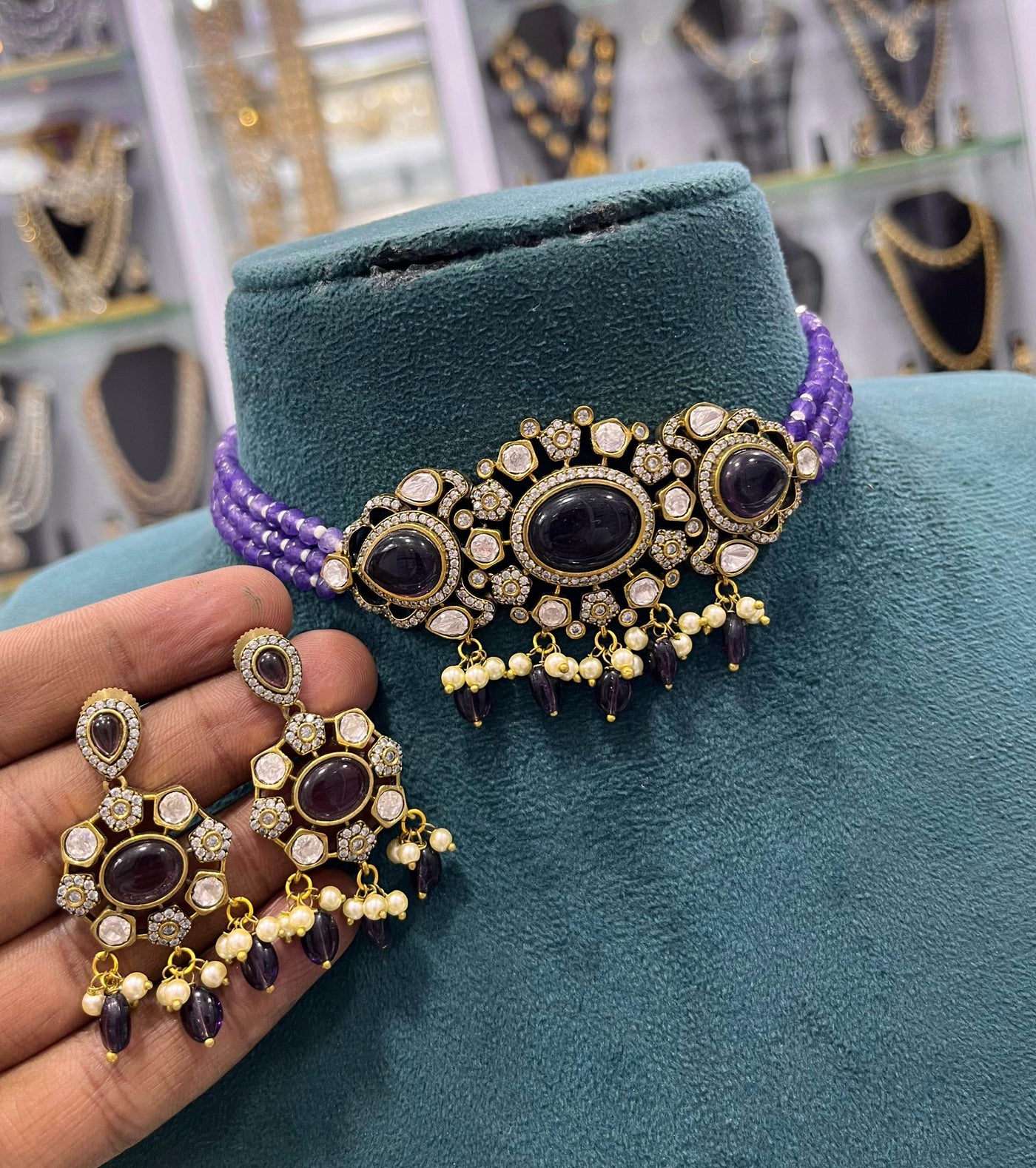 Victorian Polish AD Stones Choker