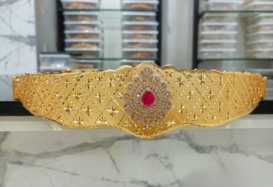 Premium Matt Finished Hipbelt with AD Stones Pendet - Nakshatra Jewels