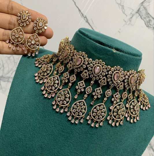 Moissanite & AD Stones Bridal Choker - Nakshatra Jewels