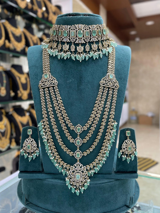 Victorian Polish with AD stones Bridal Set