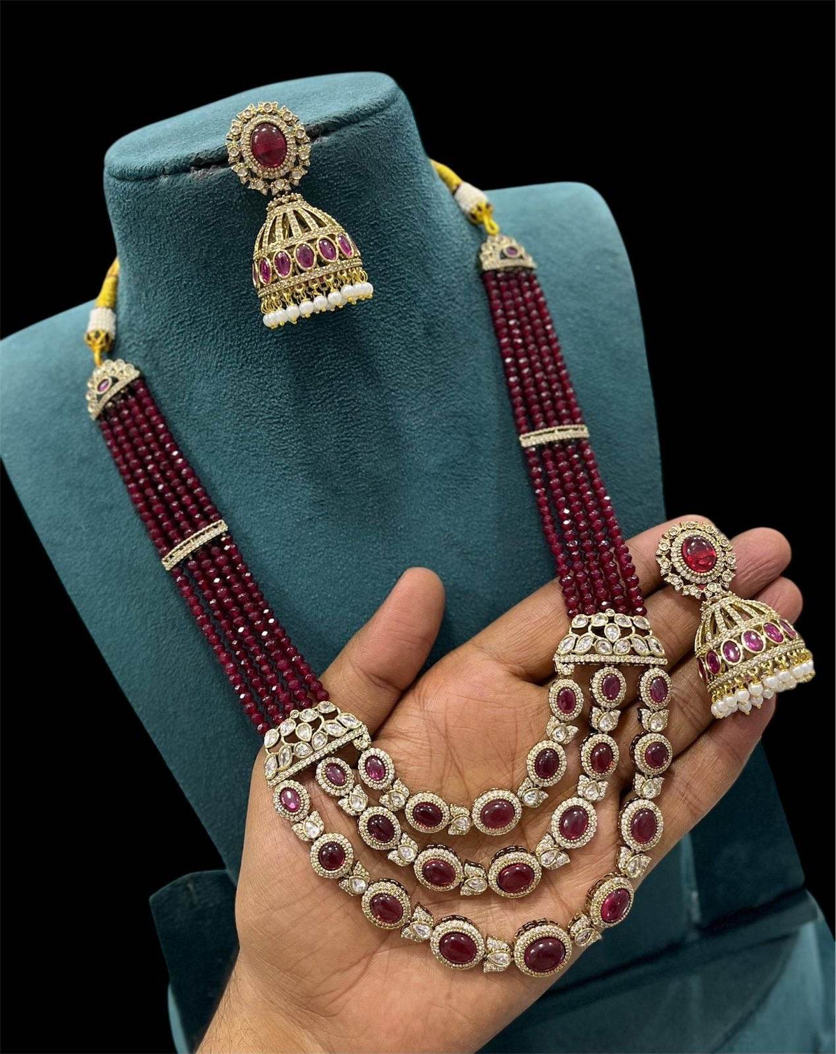 Victorian Polish AD Stones Pendent with Beads Haram