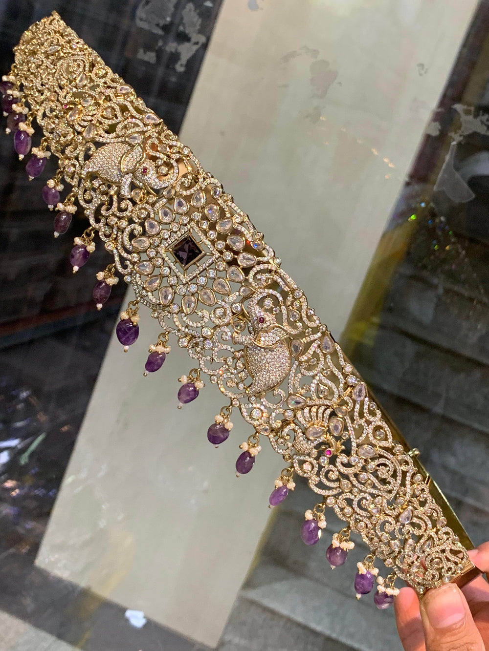 Victorian Polish AD Stones Bridal Hip Belt - Nakshatra Jewels